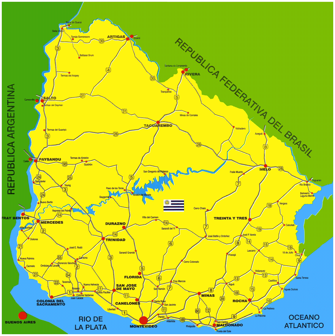 Mapas del Uruguay. Mapa de rutas. Enciclopedia online gratis.